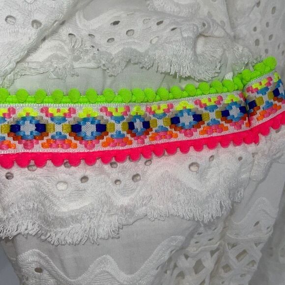 Galita Boho Eyelet Tiered Cotton Mini Dress White Size Large NWT - Picture 6 of 11